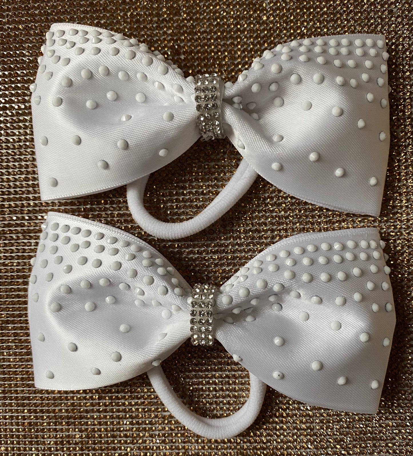 Tailless Pig Tail Rhinestone Satin Cheer Bows 2.25x4