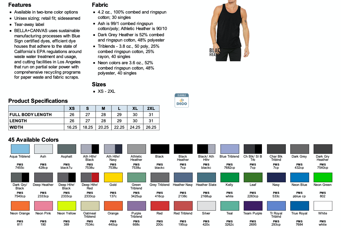 Spec Sheet Jersey Tank